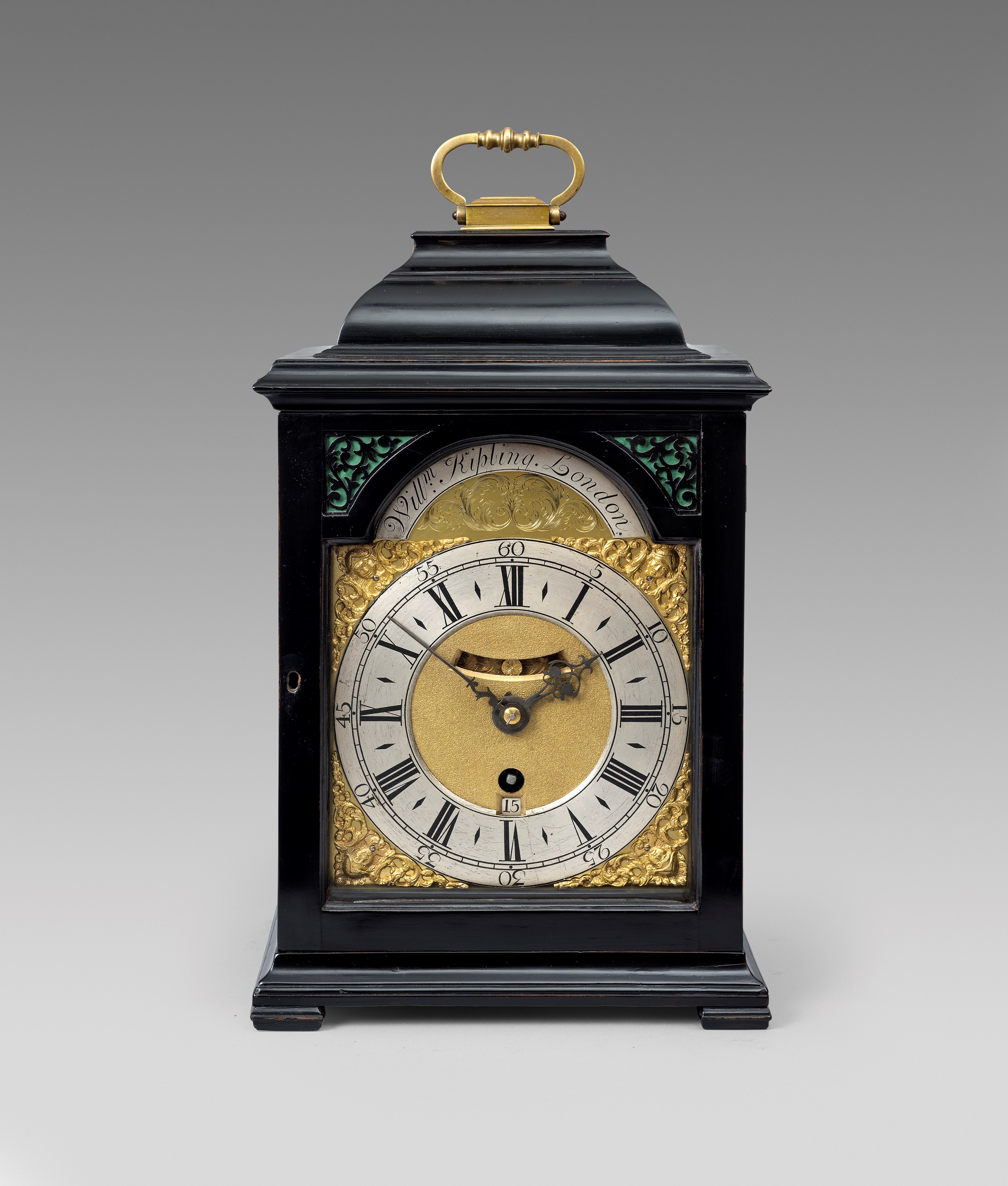 18TH CENTURY ANTIQUE EBONIZED BRACKET CLOCK BY WILLIAM KIPLING OF LONDON